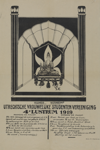 32864 Affiche van het vierde lustrum van de Utrechtsche Vrouwelijke Studenten Vereeniging op 24 en 25 maart 1919.